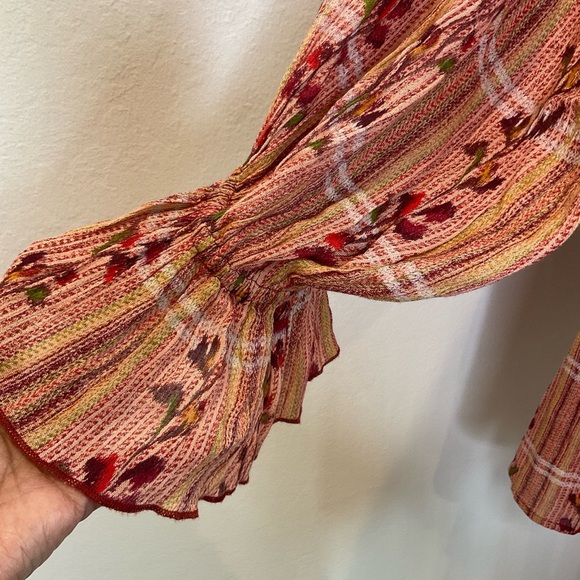 Free People Jackie Smocked Deep V-Neck Mini Dress Floral Print Size S/P - Picture 7 of 14